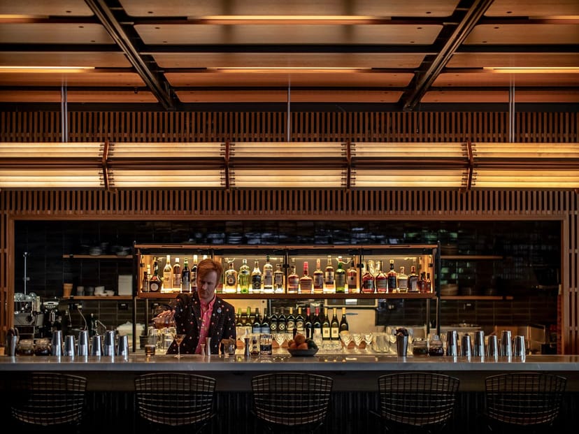 Sleek bar at The Shed, ideal for networking events and cocktail receptions.