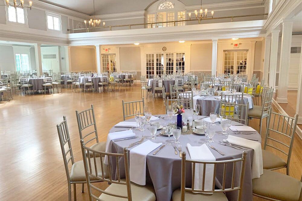 Elegant balcony event space in Women's Club of Glen Ridge, ideal for weddings and gatherings.