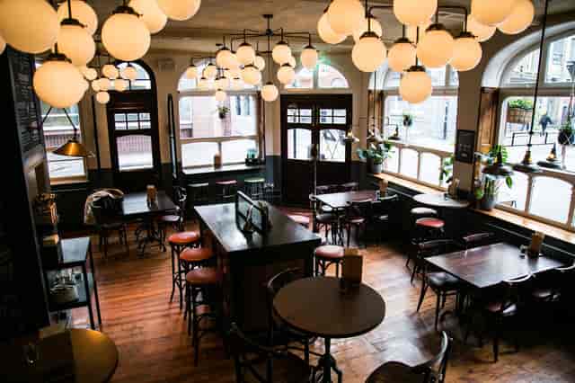 Ground floor bar at The Fox Public House, ideal for networking events and workshops.