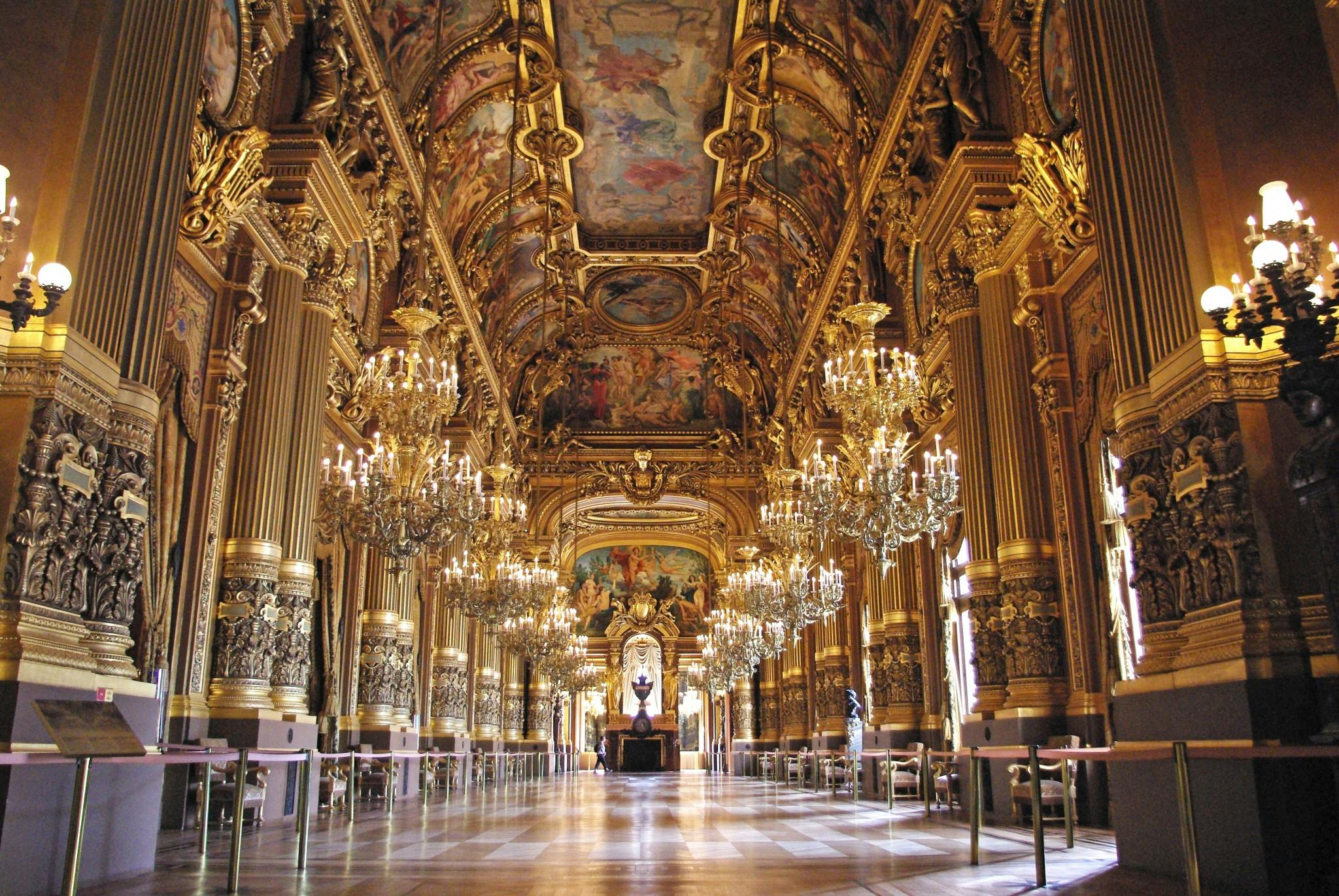 Foyers at Palais Garnier, ornate event space for weddings and galas in Paris.