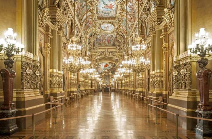 Opulent Foyers at Palais Garnier, ideal for luxurious galas and weddings.