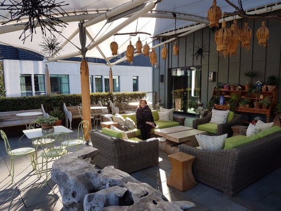 Stylish Roof Terrace at Ham Yard Hotel, perfect for networking events and casual meetings.