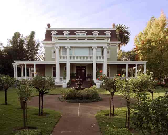 Historic Carneros mansion with elegant architecture, perfect for upscale events and weddings.