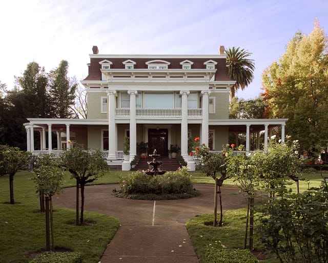 Historic Carneros mansion with elegant architecture, perfect for upscale events and weddings.