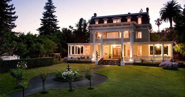 Historic Churchill Manor with elegant architecture, perfect for upscale events and meetings.