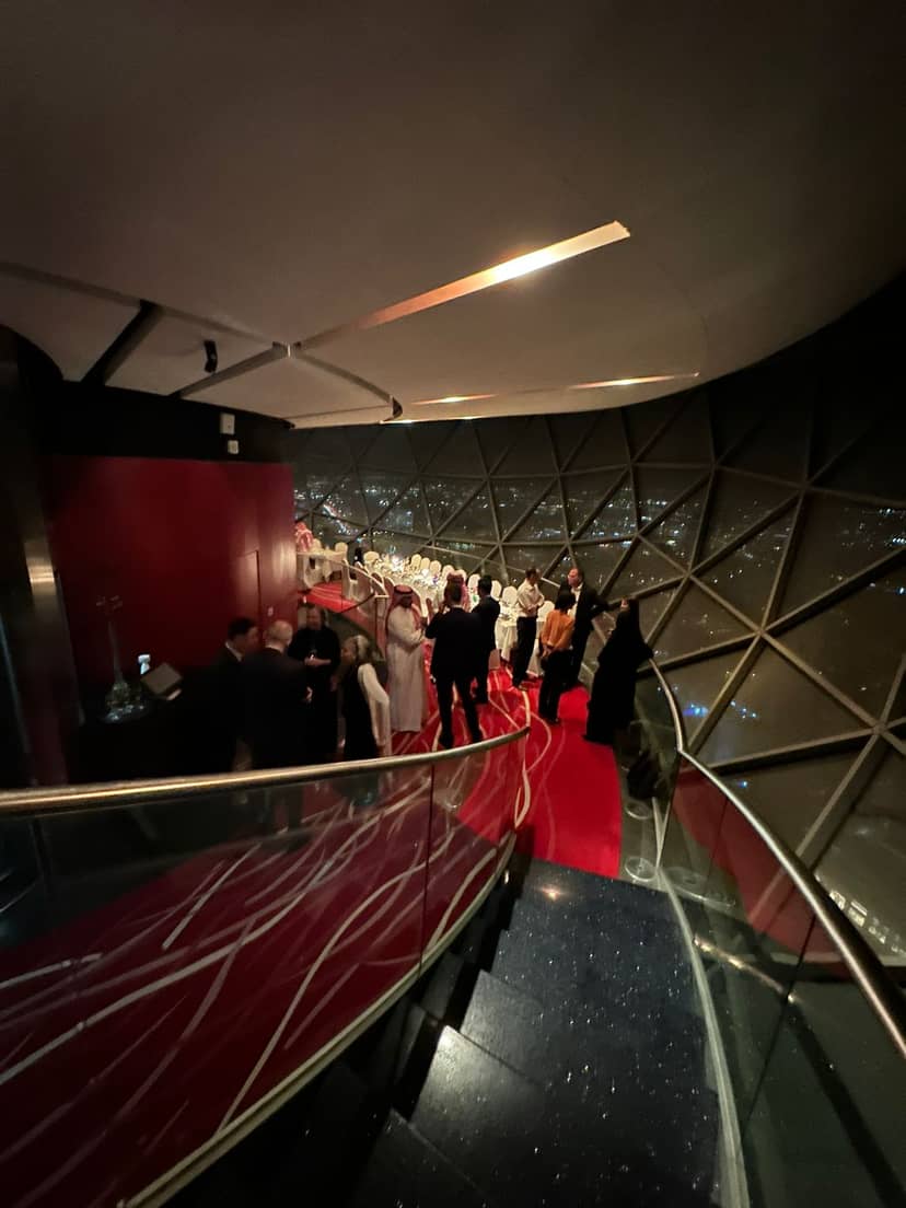 360 Lounge at Mandarin AI Faisaliah Riyadh, elegant decor for corporate events and celebrations.