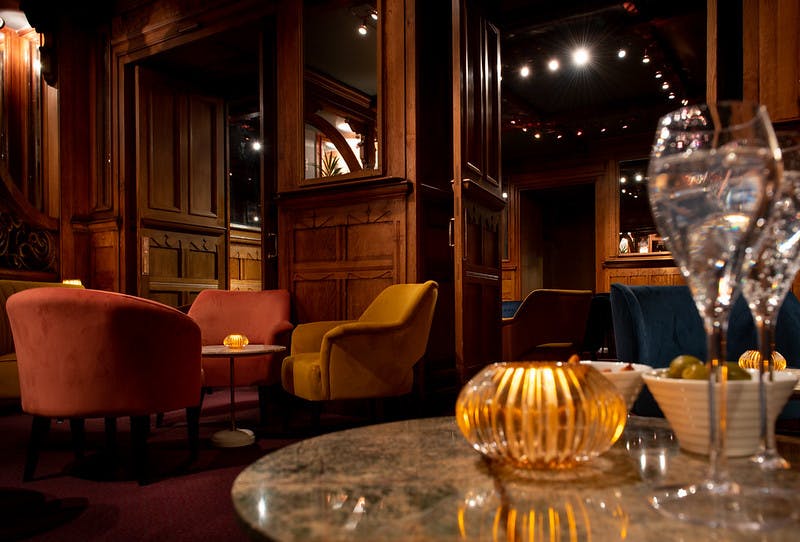 Stylish event space at The American Bar, London Coliseum, perfect for cocktail receptions.