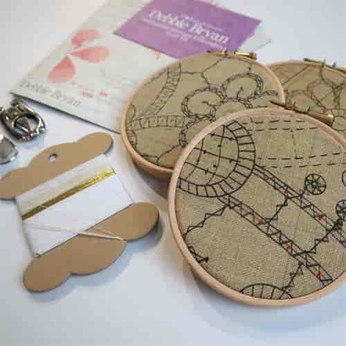 Craft kits with embroidery hoops for hands-on workshops and team-building events.