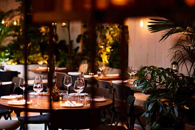 Elegant dining space in The Green Room, perfect for upscale events and gatherings.