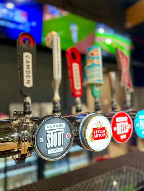 Vibrant beer taps for parties and events at The 108, perfect for networking receptions.