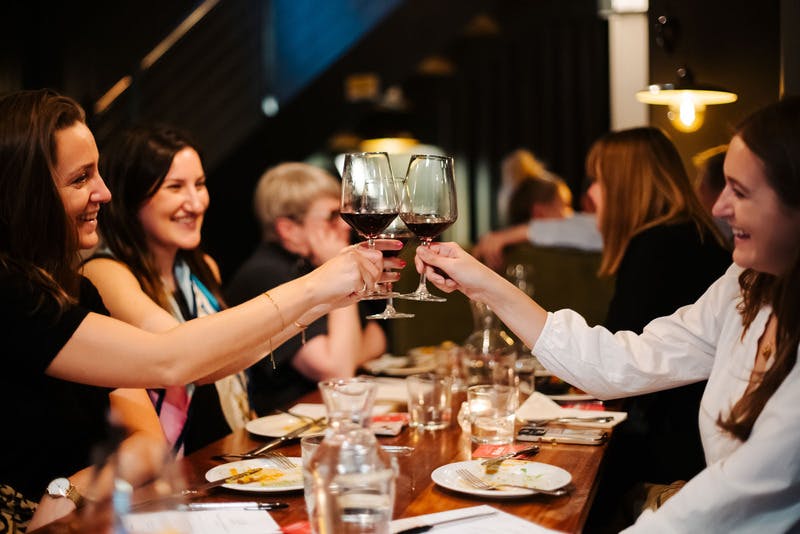 Lively toast in The Charcol Room, Salt Yard Fitzrovia - ideal for networking events.