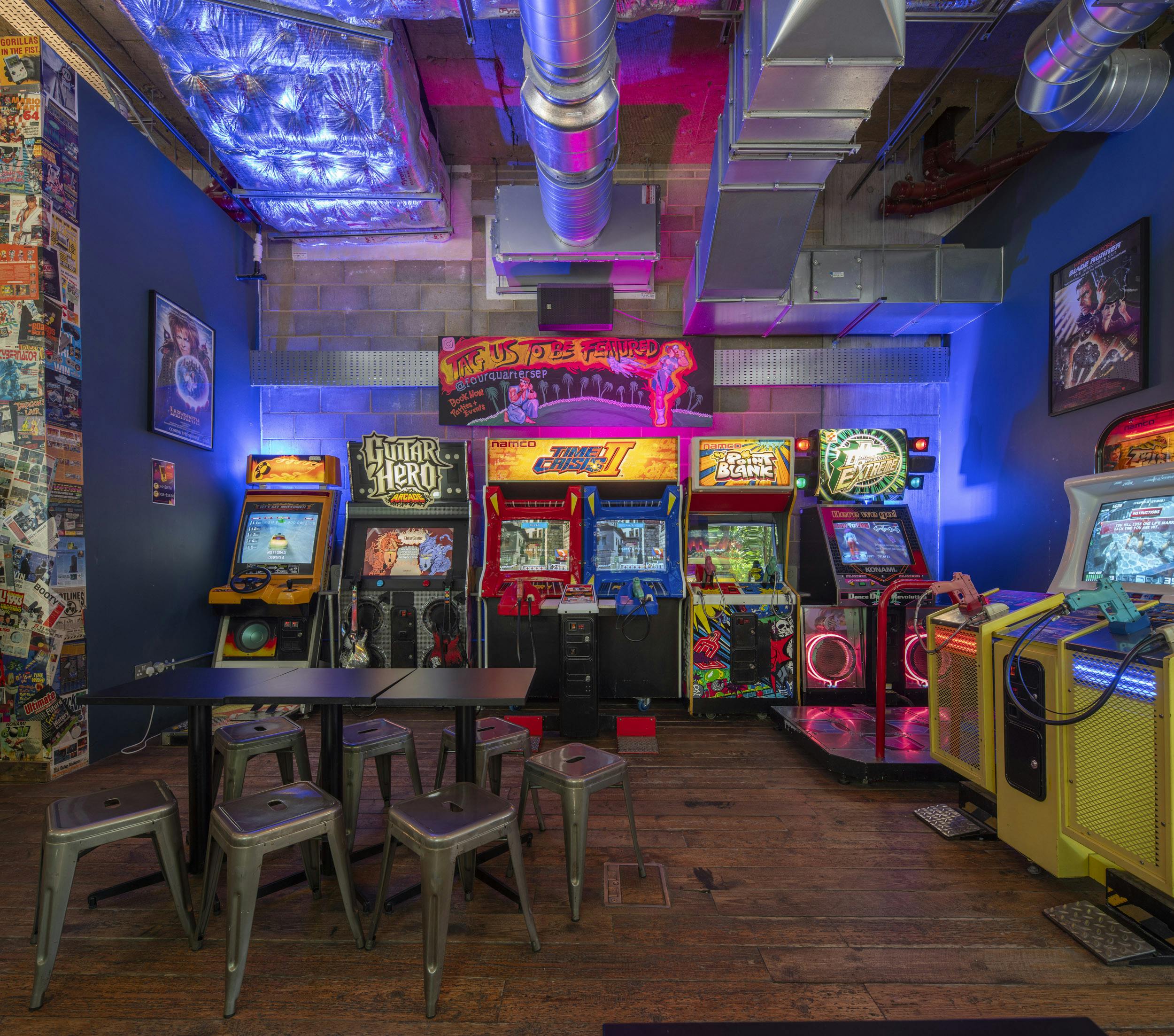 Vibrant arcade venue for casual networking and team-building events in Elephant Park.
