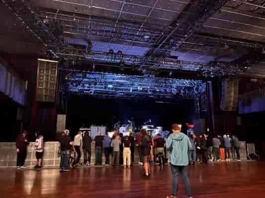 Concert stage at Palladium Times Square, ready for live music event with excited crowd.