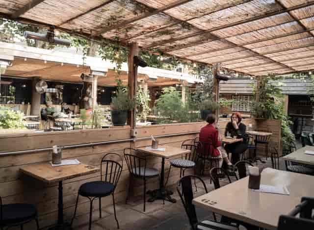 Charming outdoor bar at The Plough Harborne, perfect for networking events and meetings.