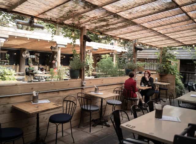 Charming outdoor bar at The Plough Harborne, perfect for networking events and meetings.