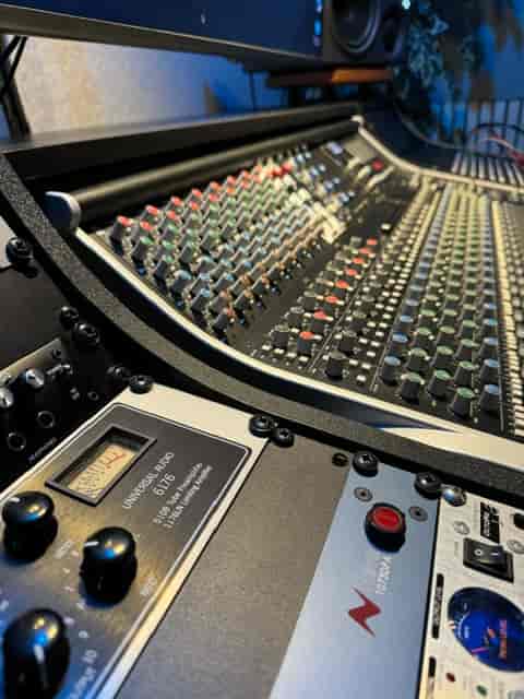 Recording studio audio mixing console for high-quality sound at events and presentations.
