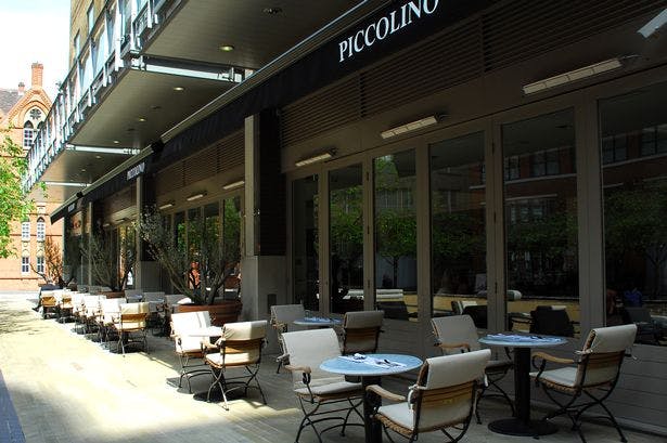 Alfresco Terrace in Piccolino Birmingham, inviting outdoor café for casual meetings and networking.