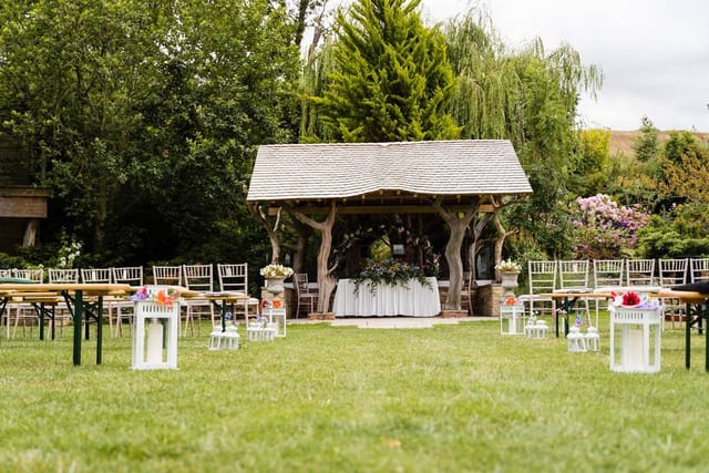 Wedding Barn in Deer Park Hall with gazebo, ideal for outdoor weddings and gatherings.