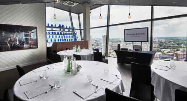 Sleek Restaurant in The Cube Hotel: elegant event space for corporate meetings and networking.