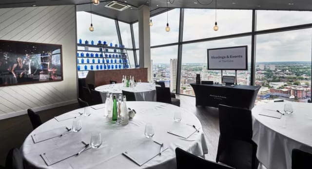 Sleek Restaurant in The Cube Hotel: elegant event space for corporate meetings and networking.
