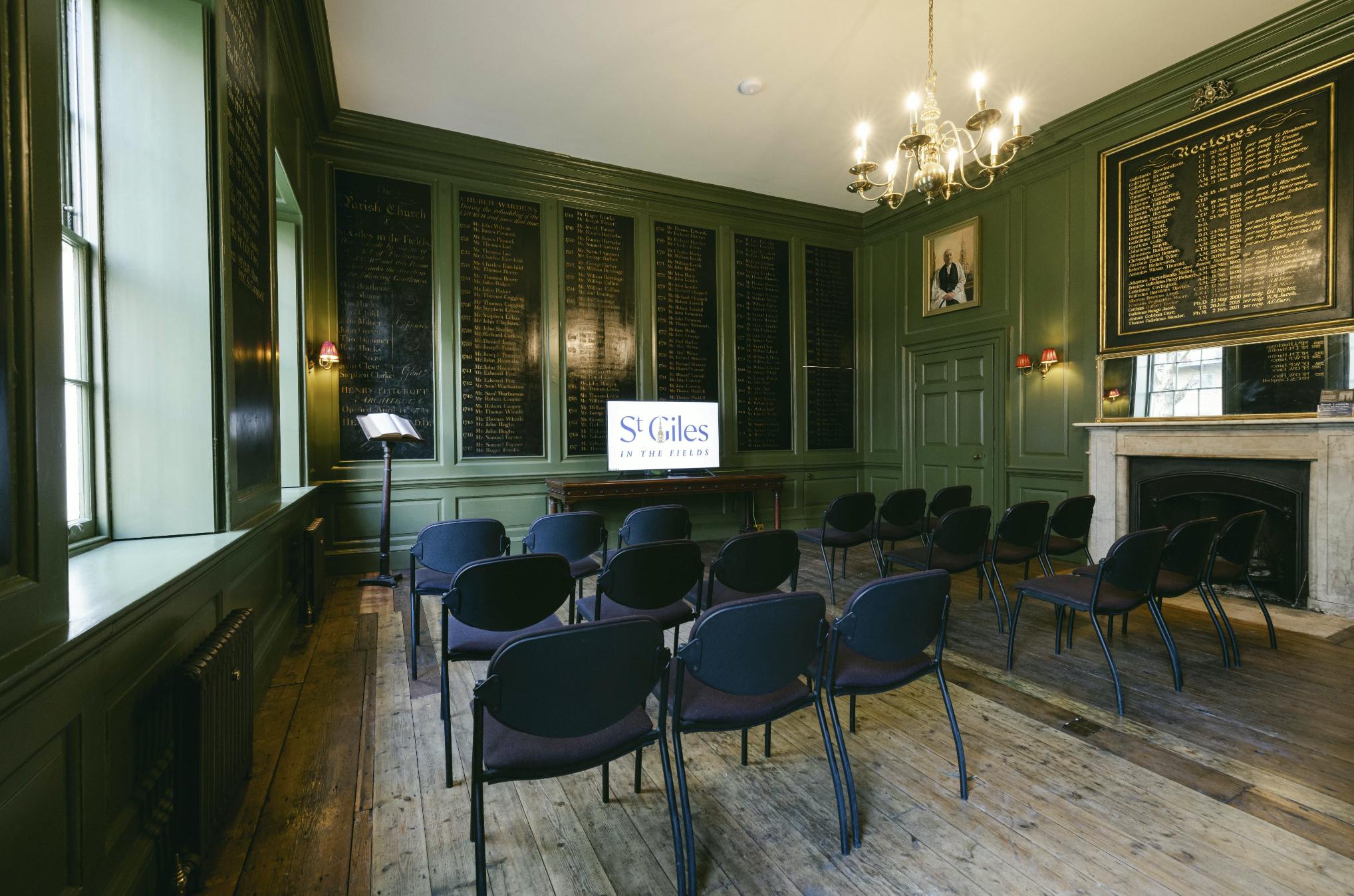 Elegant meeting room at The Vestry House, ideal for gatherings and presentations.
