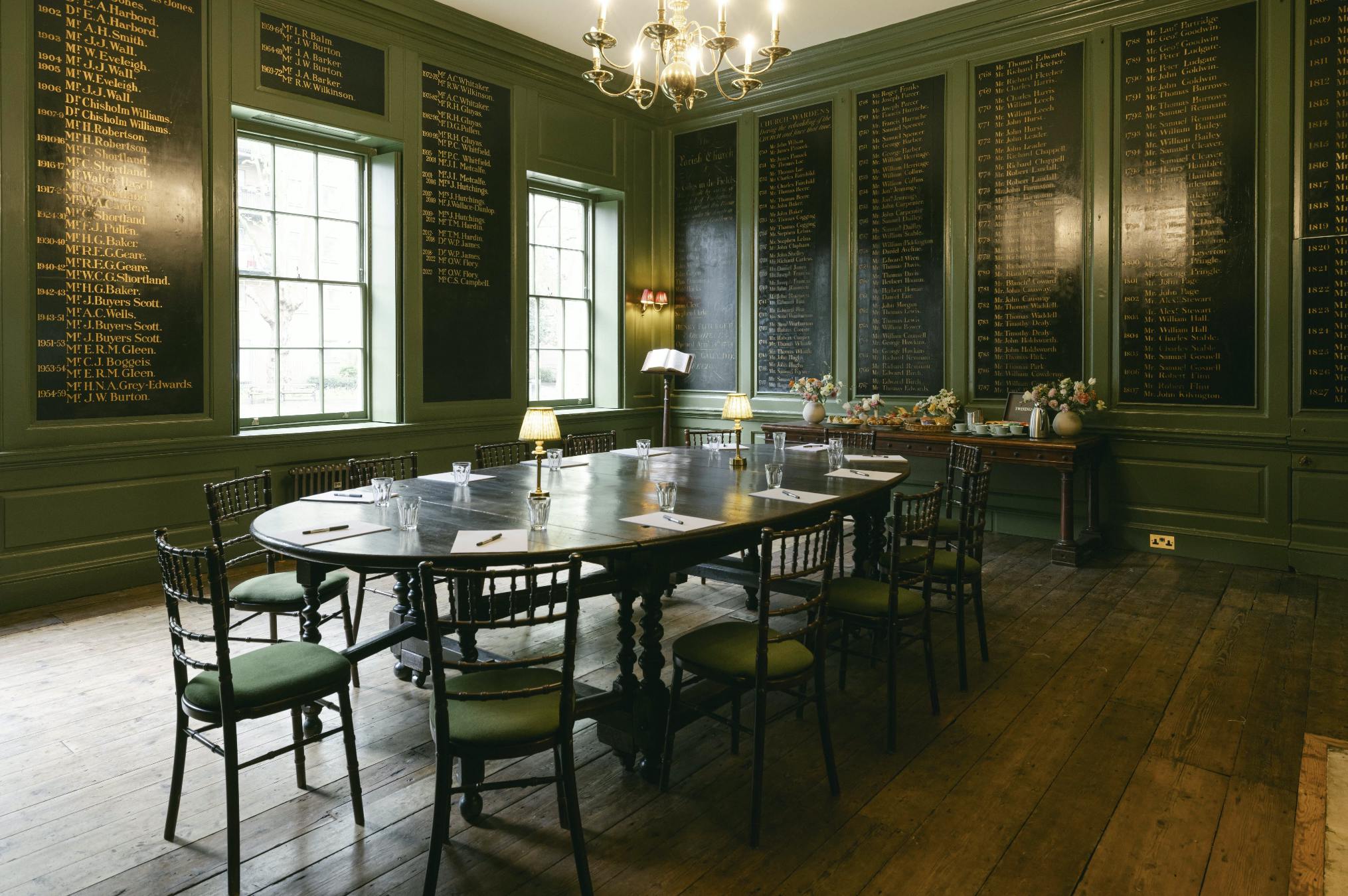 Elegant meeting room at The Vestry House, ideal for strategic planning and exclusive events.