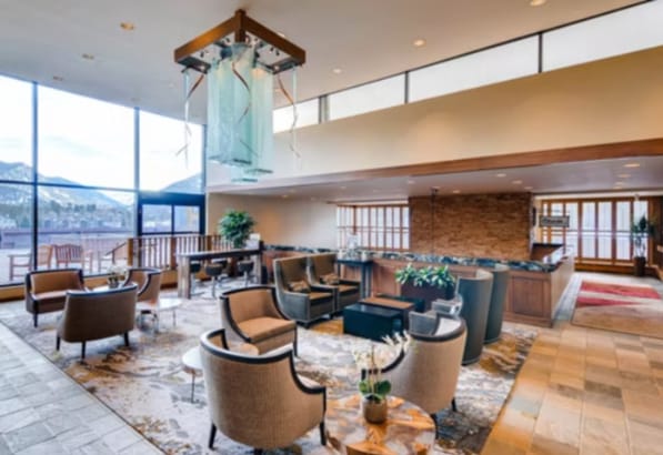 Spacious Keystone Lodge convention center lobby with elegant decor for events and meetings.