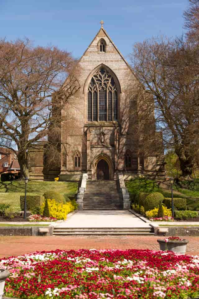 St Michael and All Angels Chapel, grand facade, ideal for weddings and events.