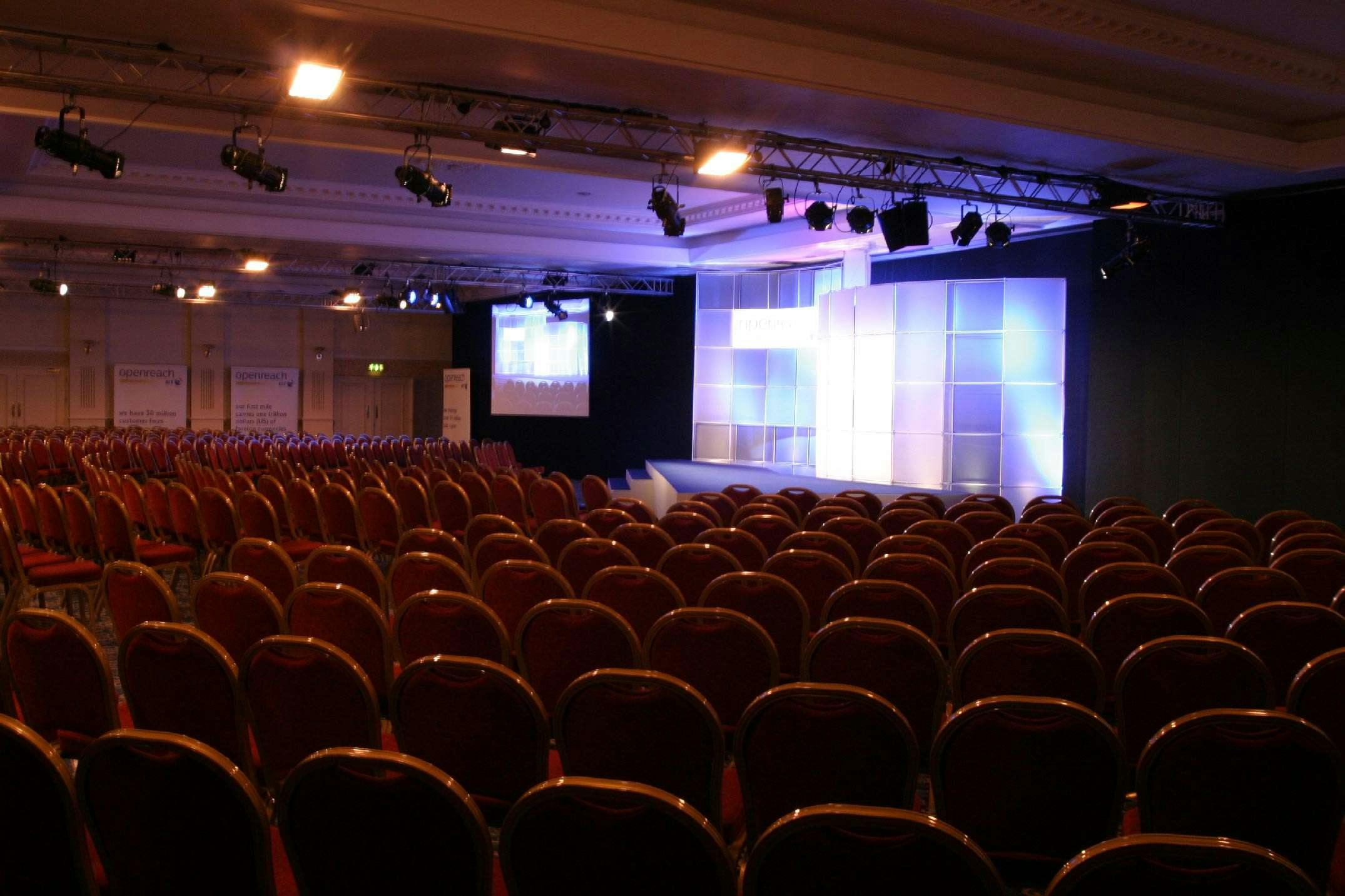 Exam Hall in The H Suite with spacious seating for conferences and presentations.