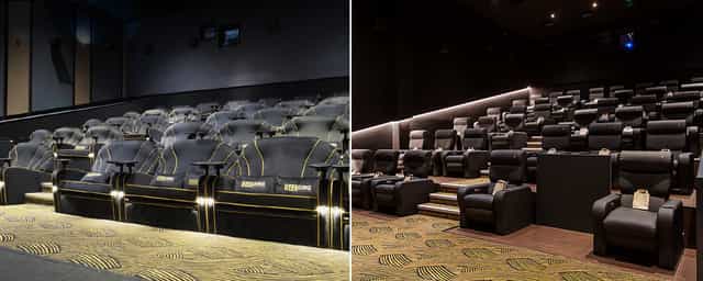 REEL Cinema Quinton Screen 4 with theater seating and plush recliners for events.