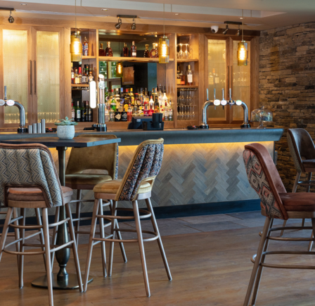 Upper Claret Jug bar at Oulton Hall, modern design for networking events and gatherings.