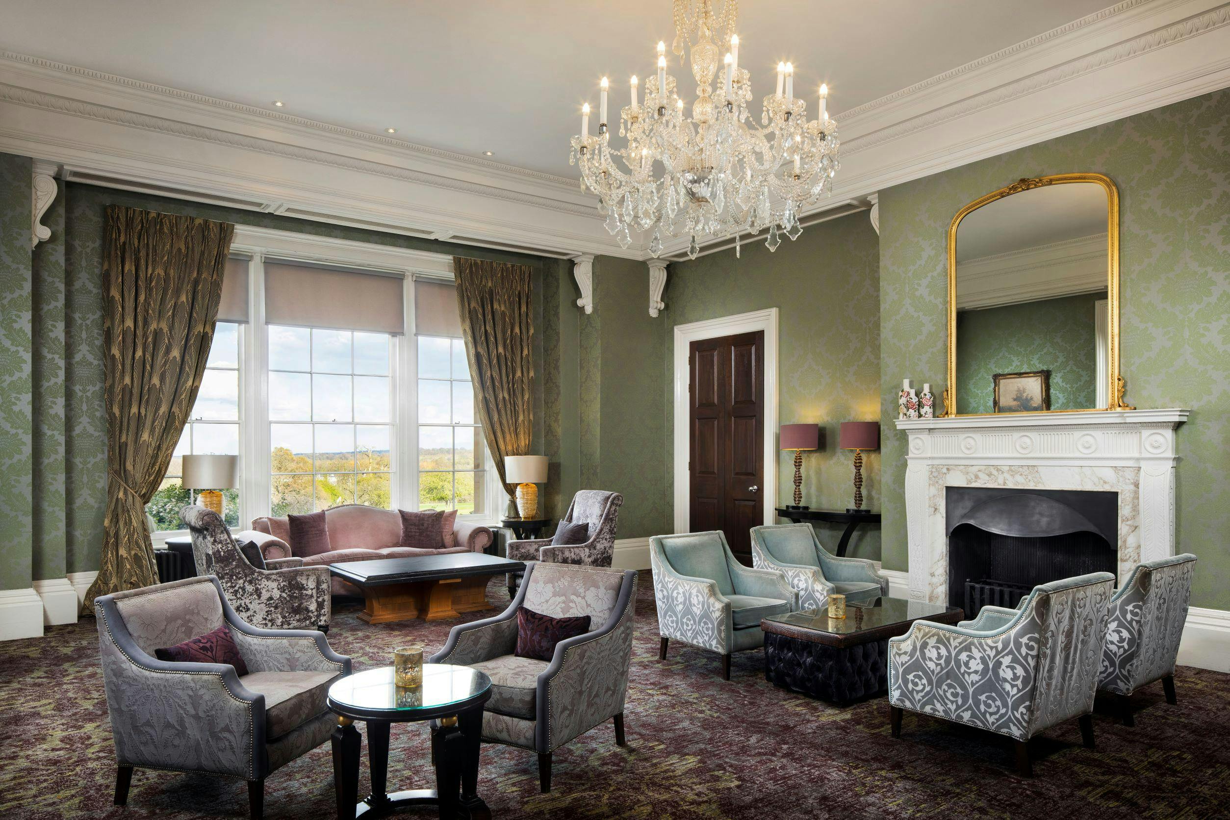 Richmond Castle Suite at Oulton Hall: elegant meeting space with chandelier for events.