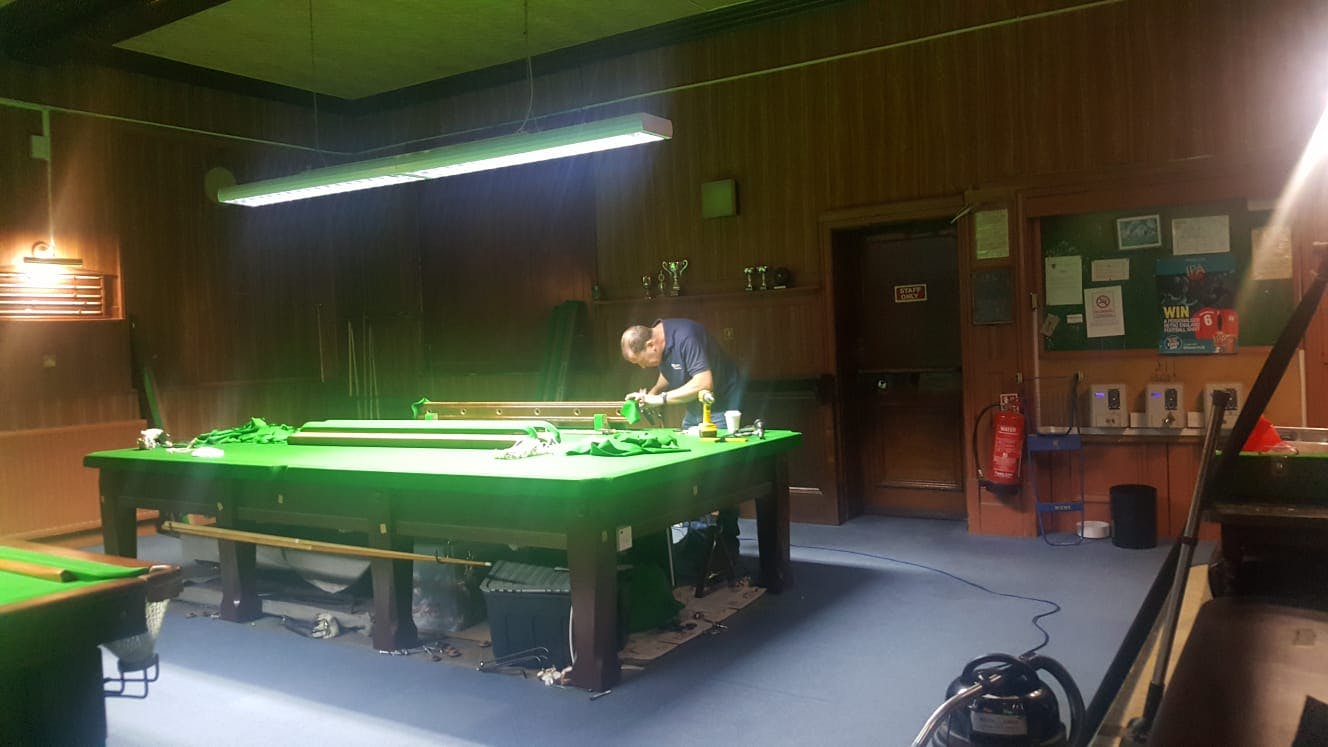 Snooker table in cozy Hasbury Club room, perfect for team-building events and networking.