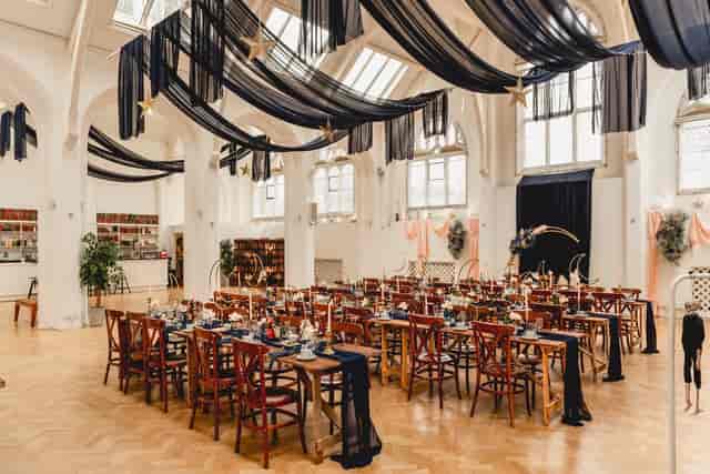 Elegant event space in The Old Library with sophisticated decor for gatherings.