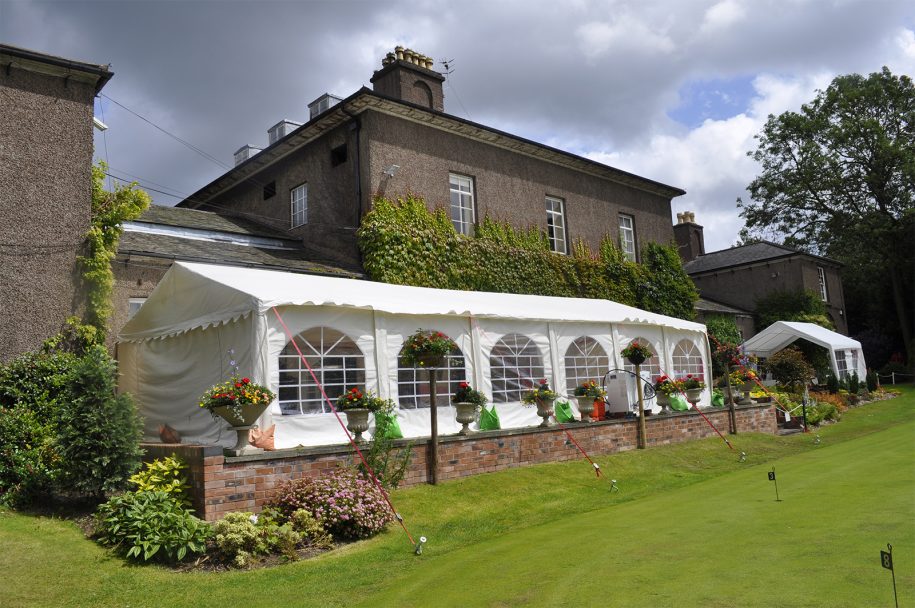 Elegant white tents at Halesowen Golf Club, perfect for weddings and corporate events. - Banner
