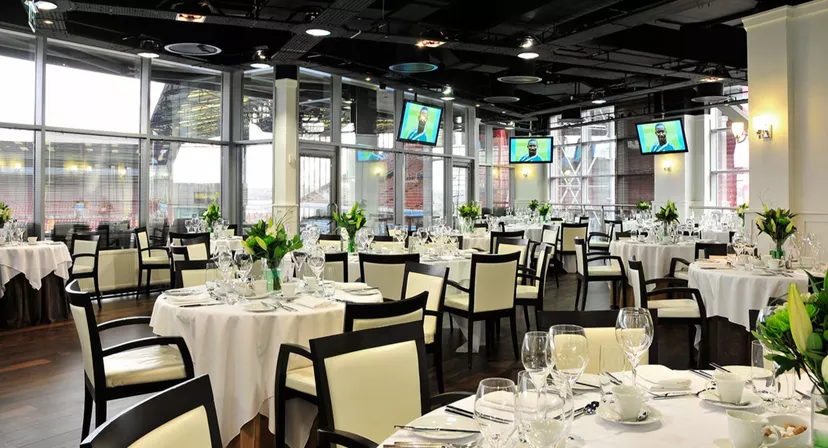 Sophisticated dining space at Aston Villa FC for corporate events and receptions. - Banner