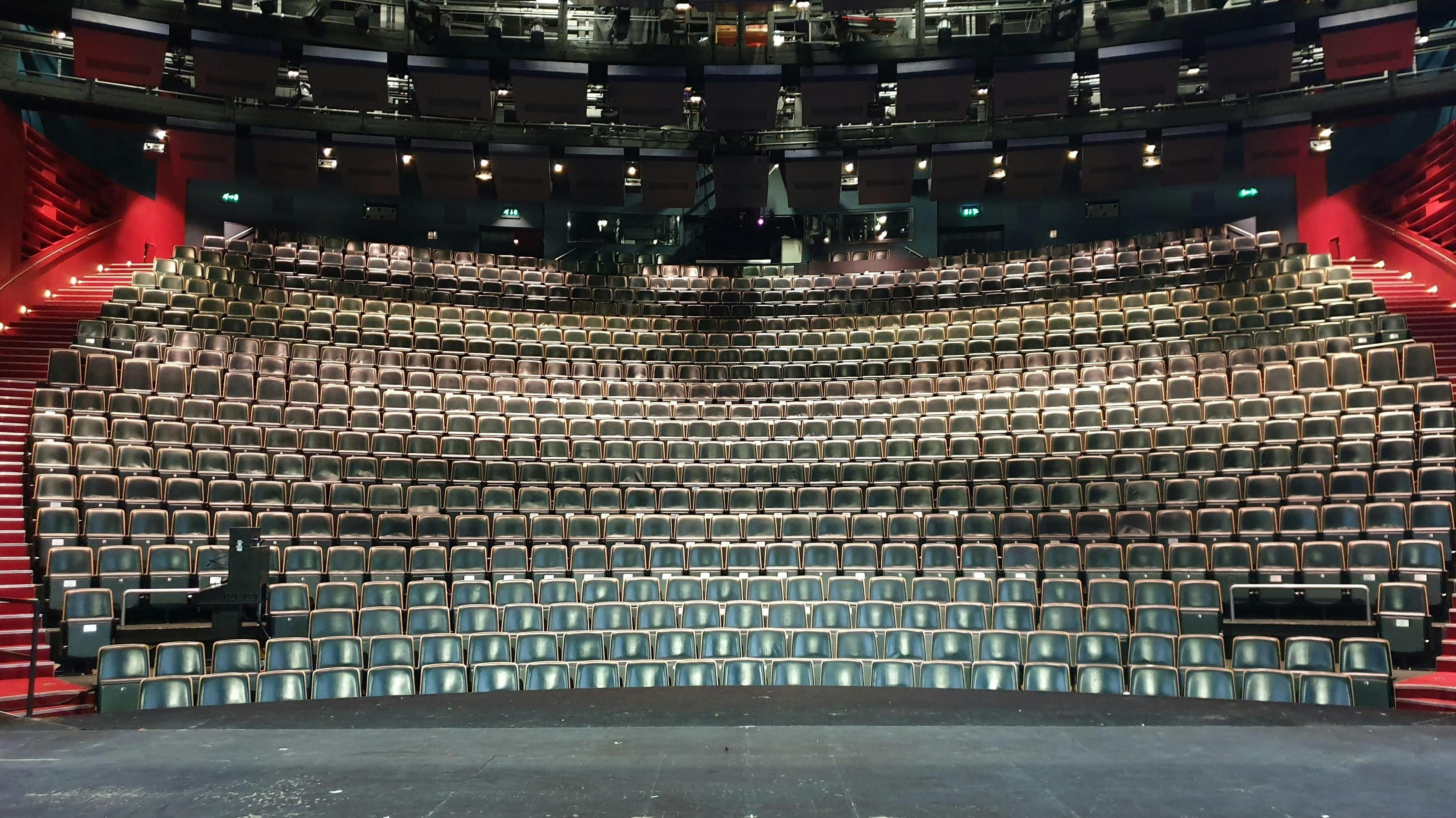 Burman Room at Birmingham Repertory Theatre, tiered seating for performances and events.