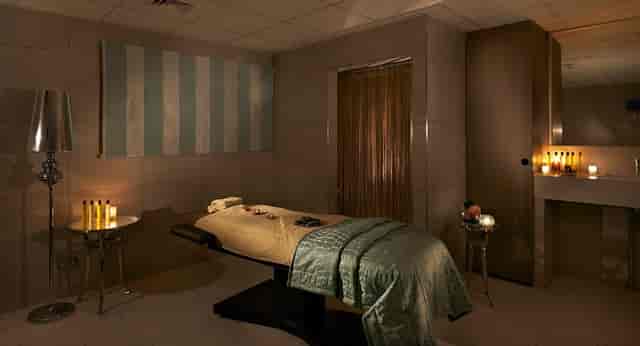 Serene spa treatment room in The Ryder Room, perfect for wellness retreats and corporate events.