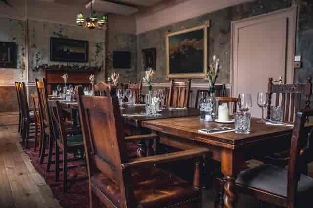 Rustic dining room at The Wilton Arms, ideal for intimate dinners and corporate events.