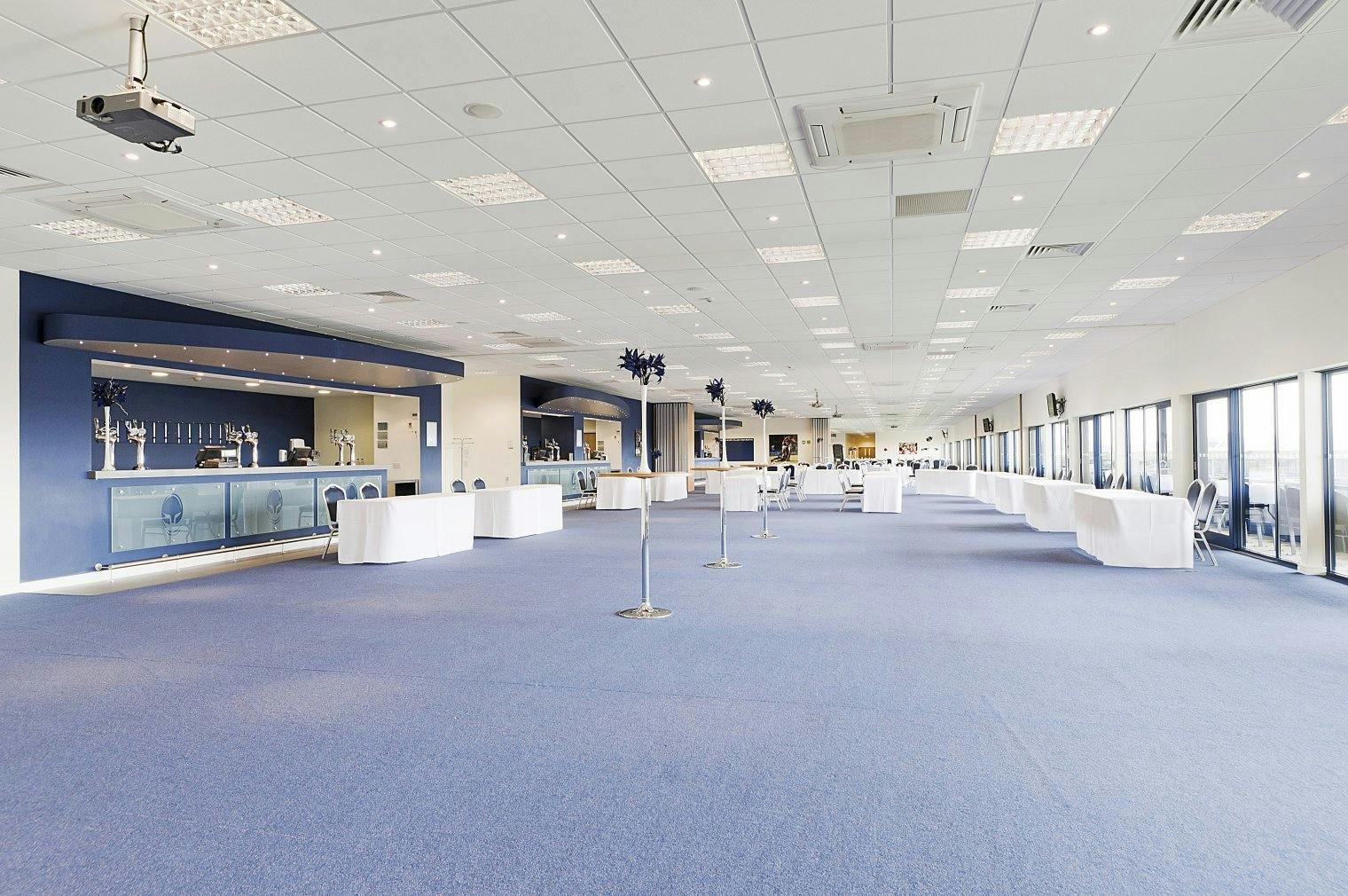 Gala Dinner Hall at Sixways Stadium, spacious venue for events and receptions.