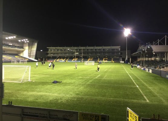 Well-lit sports field at Sixways Stadium, ideal for corporate events and team-building activities.