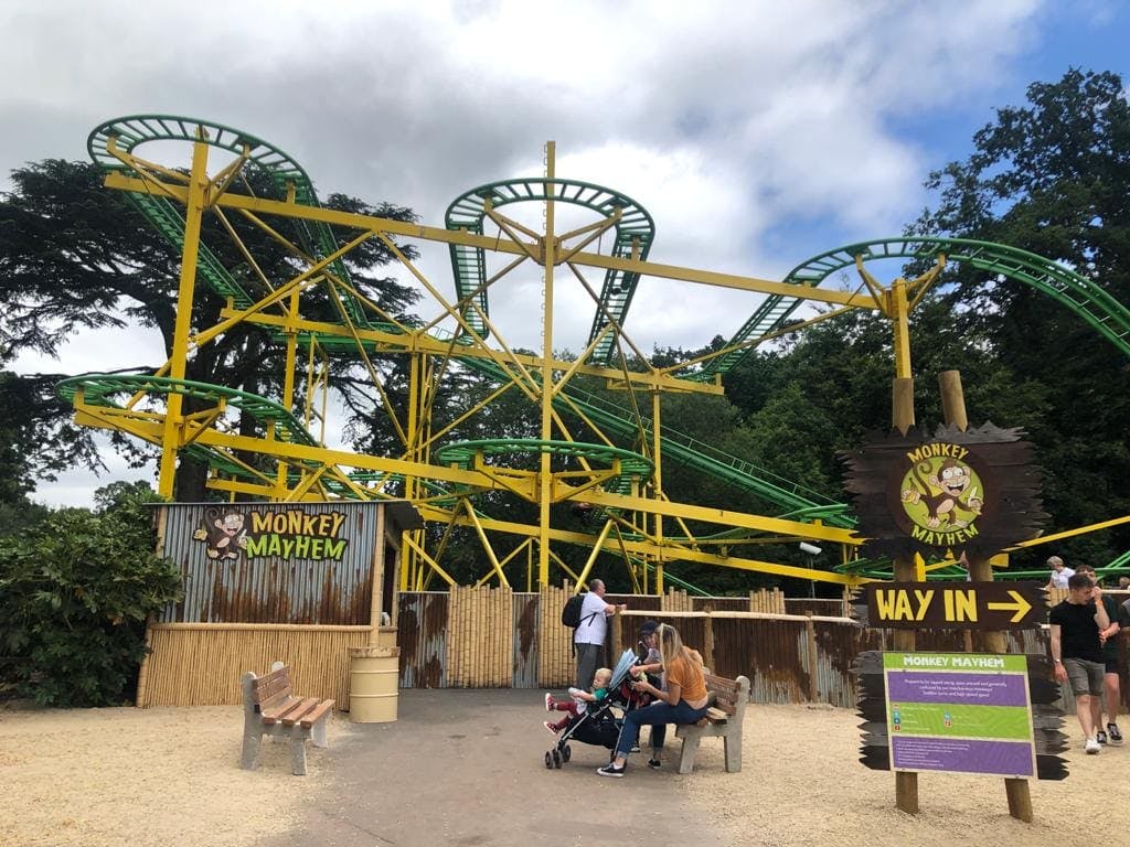 "Monkey Mayhem ride at West Midlands Safari Park, perfect for corporate retreats and family outings."