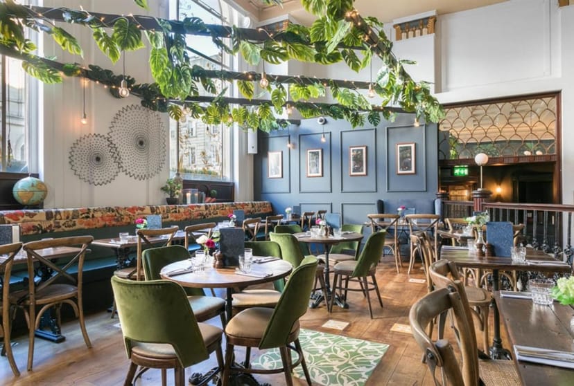 Stylish restaurant interior at The Lost & Found Birmingham for events and gatherings.