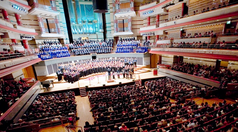 Birmingham concert hall with choir and orchestra, ideal for live music events. - Banner