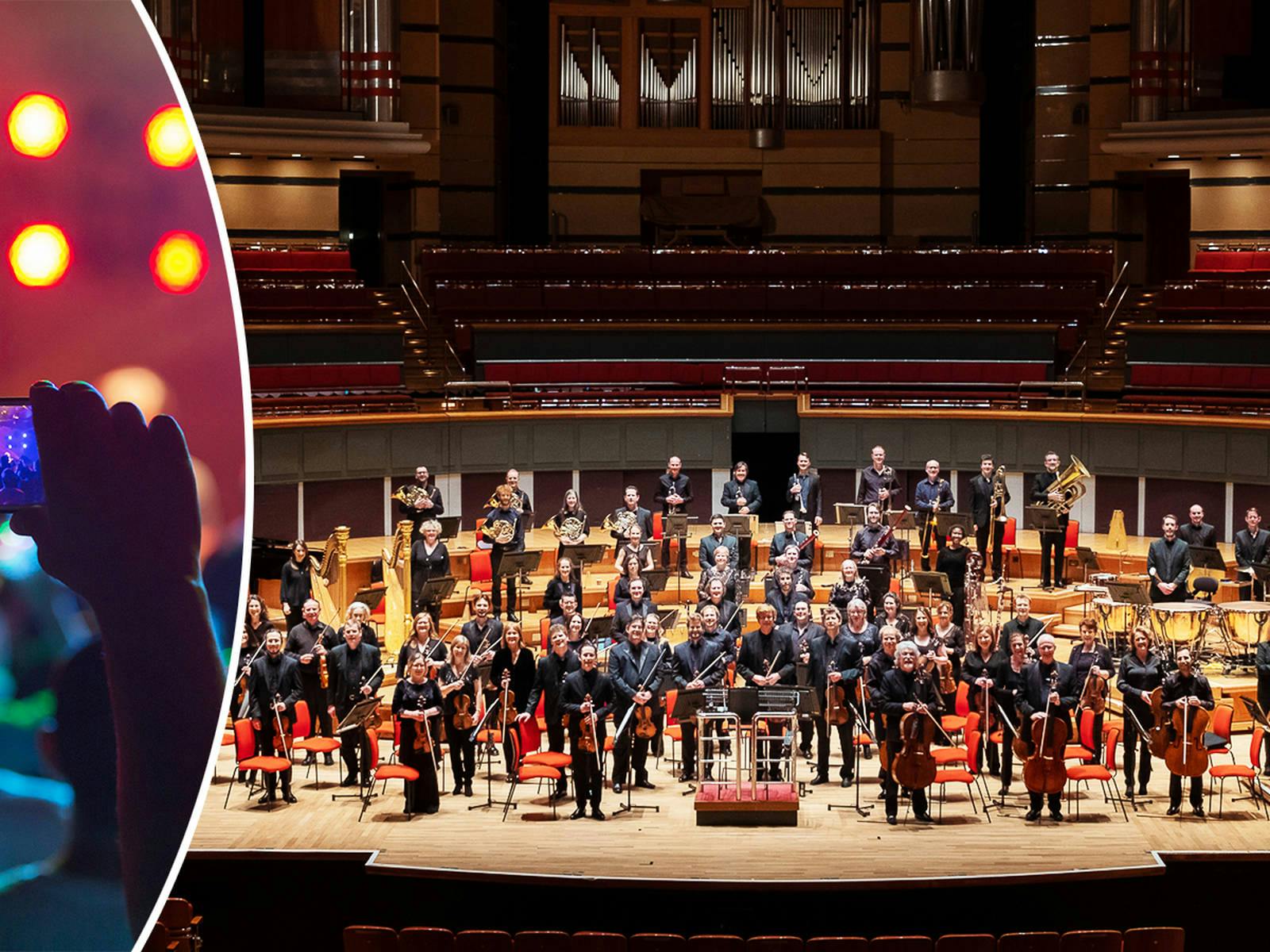 Birmingham Symphony Orchestra rehearsal with engaged audience capturing the performance.