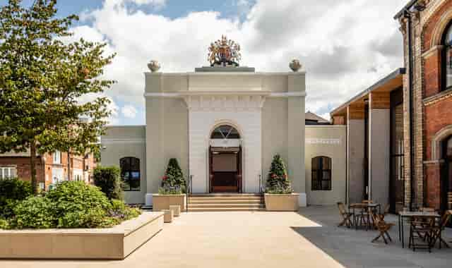 Henry Sandon Hall venue with grand entrance, ideal for events and receptions.