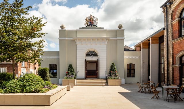 Henry Sandon Hall venue with grand entrance, ideal for events and receptions.