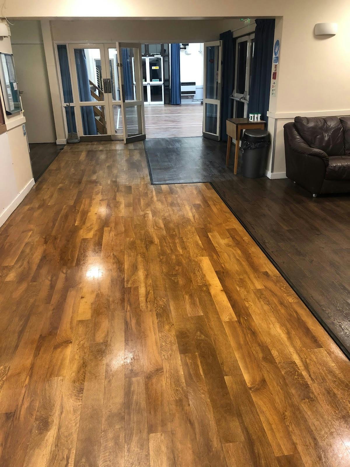 Meeting Room in Dorridge Village Hall with wooden flooring, ideal for events and meetings.