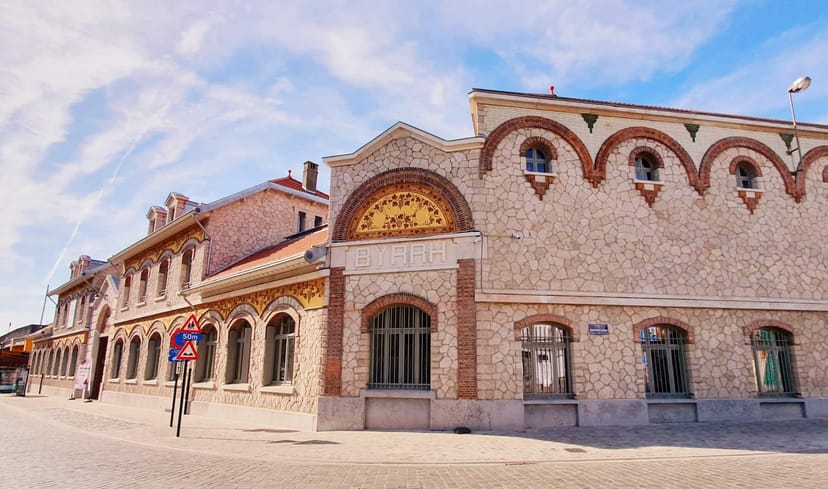 Historic Be-Here main hall with unique architecture, perfect for events and gatherings.
