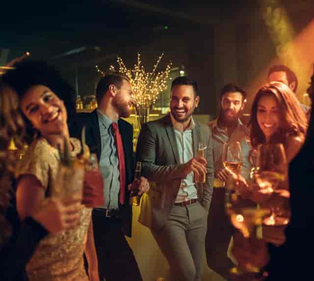 Private Hire Christmas Party at Ffos Las Racecourse with vibrant networking atmosphere.